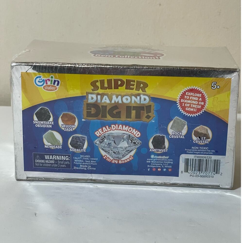 Grin Studios Super Diamond Dig It Real Diamond 1 In 24 Boxes Jewel Gem Box